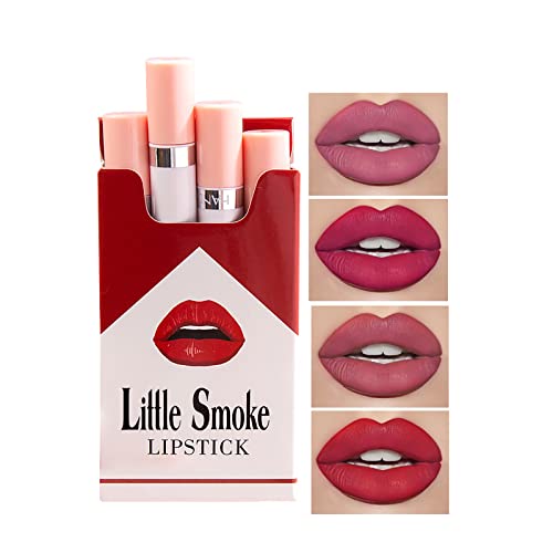 4 Stück Zigarette Lippenstift Matte Samt Lippenstifte Lippenbalsam, Matt Lippenstift Set, Lippenflecken Langanhaltendes 24 Stunden Wasserdichtes Mattes Lippenstift-Set Damen Matte Lip Gloss (B) von Ycxydr