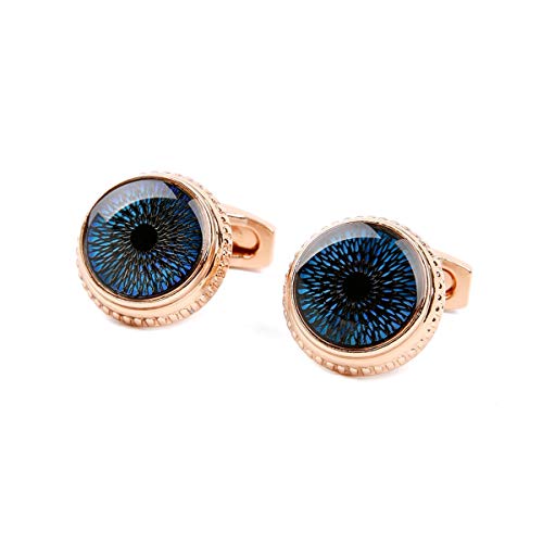 Herren Manschettenknöpfe Rose Gold Blau-runde Legierung Manschettenknöpfe Hemd für Hochzeit Xk19S135 von Ycxydr