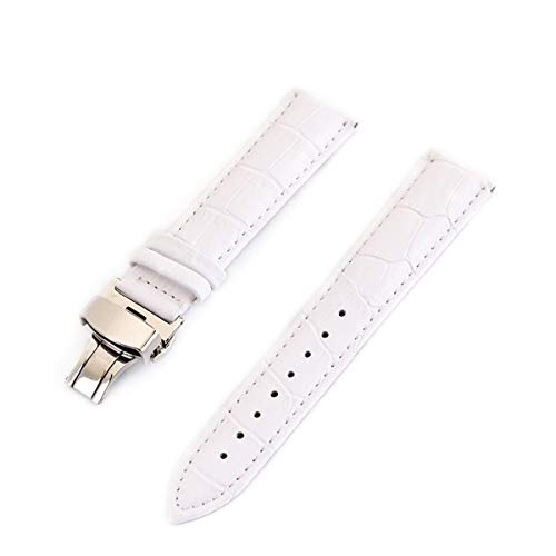 Leder Uhrenarmbänder 12-24mm Universal-Uhr-Schmetterlings-Schnallen-Band-Bügel-Handgelenk-Gurt-Armband-Werkzeug Weiß 14mm White 14mm von Ycxydr