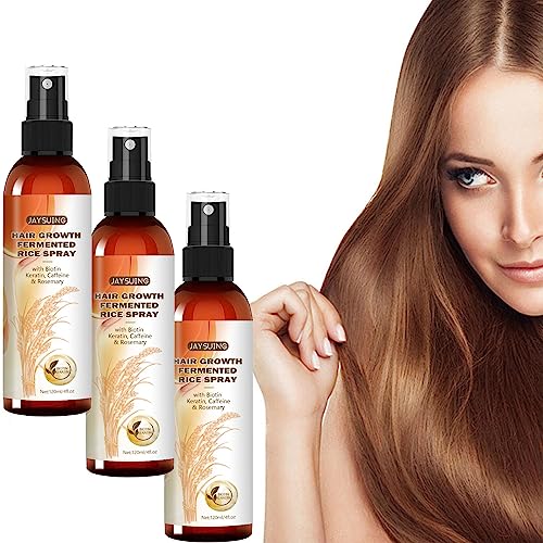 Reiswasser für Haarwachstum, organisches fermentiertes Haarwachstumsspray, Haarwachstumsbehandlung, Leave-In-Nebel mit Rosmarin, Biotin, Koffein, Keratin für Haarausfall, Männer und Frauen (3 Stück) von Ycxydr