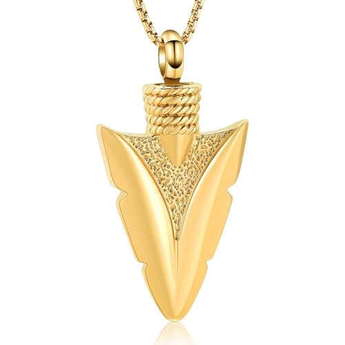 Ydmwannx Halskette mit Urnen-Anhänger aus Edelstahl mit Pfeilspitze, für Asche für Damen und Herren, Gedenkmedaillons, Andenken, Asche, Anhänger, Edelstahl Ydmwannx Halskette mit Urnen-Anhänger aus Edelstahl mit Pfeilspitze, für Asche für Damen und Herren, Gedenkmedaillons, Andenken, Asche, Anhänger, Edelstahl von Ydmwannx