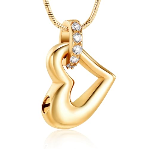 Ydmwannx Herz-Urnen-Halskette für Asche, Kristall, Einäscherungsschmuck für Asche, Edelstahl, Asche-Anhänger für Damen und Herren, Gedenkstätte für Schmuck, Andenken, Halskette, Edelstahl Ydmwannx Herz-Urnen-Halskette für Asche, Kristall, Einäscherungsschmuck für Asche, Edelstahl, Asche-Anhänger für Damen und Herren, Gedenkstätte für Schmuck, Andenken, Halskette, Edelstahl von Ydmwannx
