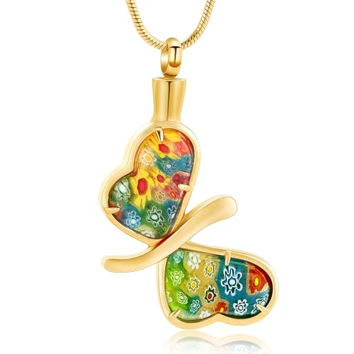 Ydmwannx Urnen-Halskette, Schmetterlings-Urnen-Halskette für Asche für Damen und Herren, Gedenkstätte für Schmuck, Edelstahl, Andenken, Asche-Halter, Anhänger, Edelstahl Ydmwannx Urnen-Halskette, Schmetterlings-Urnen-Halskette für Asche für Damen und Herren, Gedenkstätte für Schmuck, Edelstahl, Andenken, Asche-Halter, Anhänger, Edelstahl von Ydmwannx