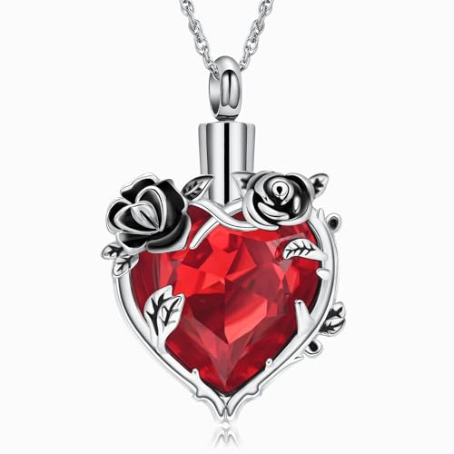 Ydmwannx Urnen-Halskette mit Herz-Kristall, Rosen-Blume, Urnen-Halskette für Asche, Edelstahl, Asche-Anhänger für Damen und Herren, Andenken für Schmuck, Edelstahl Ydmwannx Urnen-Halskette mit Herz-Kristall, Rosen-Blume, Urnen-Halskette für Asche, Edelstahl, Asche-Anhänger für Damen und Herren, Andenken für Schmuck, Edelstahl von Ydmwannx