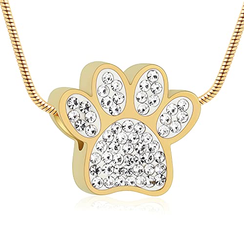 Ydmwannx Urnen-Halskette mit Pfotenabdruck, für Haustiere, Hunde, Katzen, Einäscherungsschmuck, Edelstahl, Asche-Anhänger, Kristall, Andenken, Schmuck für Damen und Herren, Edelstahl Ydmwannx Urnen-Halskette mit Pfotenabdruck, für Haustiere, Hunde, Katzen, Einäscherungsschmuck, Edelstahl, Asche-Anhänger, Kristall, Andenken, Schmuck für Damen und Herren, Edelstahl von Ydmwannx