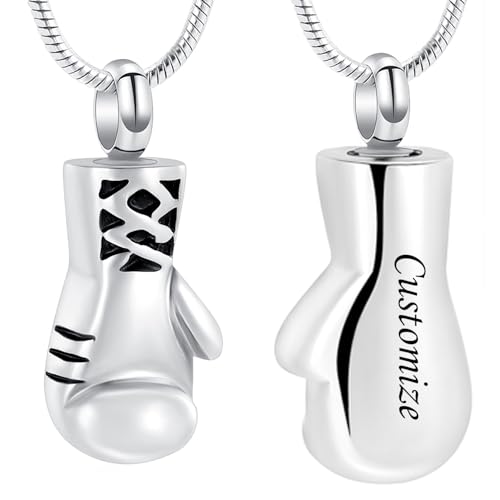 Ydmwannx Urnen-Schmuck Boxhandschuh-Halsketten für Asche, Edelstahl, Aschehalter, Anhänger für Damen und Herren, Gedenk-Halsketten, Andenken-Schmuck, Edelstahl Ydmwannx Urnen-Schmuck Boxhandschuh-Halsketten für Asche, Edelstahl, Aschehalter, Anhänger für Damen und Herren, Gedenk-Halsketten, Andenken-Schmuck, Edelstahl von Ydmwannx