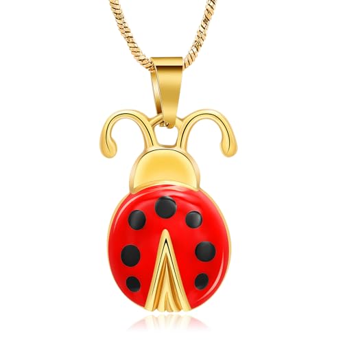 Ydmwannx Urnenanhänger Marienkäfer-Urnen-Halskette für Asche, Edelstahl, Andenken, Urne, Medaillon, Gedenkschmuck für Damen und Herren, Edelstahl Ydmwannx Urnenanhänger Marienkäfer-Urnen-Halskette für Asche, Edelstahl, Andenken, Urne, Medaillon, Gedenkschmuck für Damen und Herren, Edelstahl von Ydmwannx