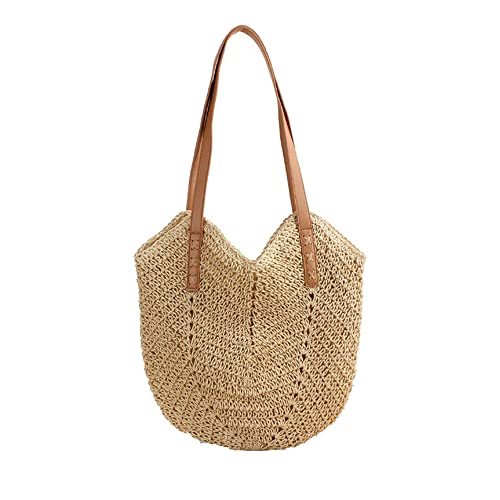 YdseozOA Damen Stroh Strand Umhängetasche Große Stroh Taschen Handgefertigte Webart Tragetasche Sommer Strand Urlaub Stroh Handtaschen (Beige) von YdseozOA