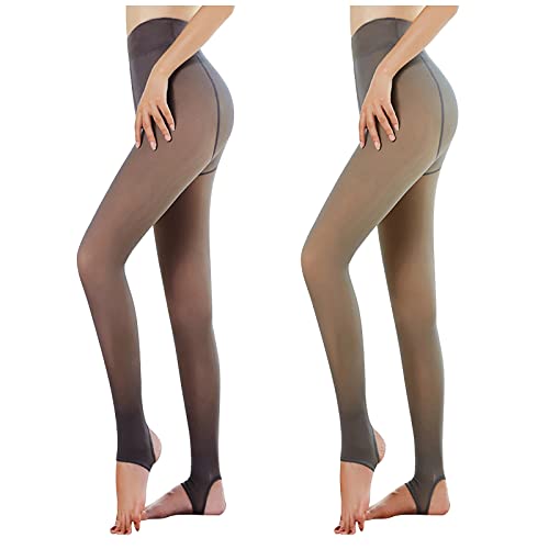 Ydsxlp 2 Stücke Strumpfhose Damen Thermostrumpfhose Makellose Beine Gefälschte Durchscheinende Warme Fleece Thermo Strumpfhose Abnehmen Dehnbare Leggings Hose Gefüttert von Ydsxlp