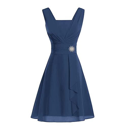 Ydsxlp Abendkleid Damen U-Ausschnitt Hohe Taille Ballkleider Rüschen Ärmel Chiffonkleid Cocktailkleid Basic Solide Formelle Partykleid Oversize Festliche Kleider Brautjungfernkleid(B a-1,3XL) von Ydsxlp
