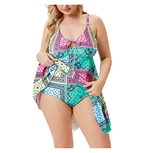 Ydsxlp Damen Bauchweg Tankini Set Große Größe Badeanzug mit Shorts Black Streifen Push up Bademode Figurformend Schwangerschaft Badekleid(A Rosa,5XL) von Ydsxlp