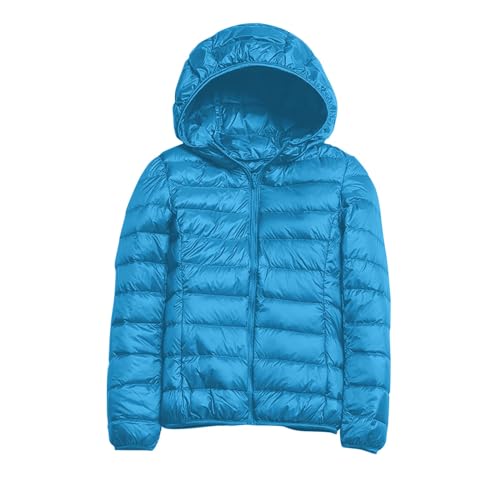 Ydsxlp Daunenmantel Damen Leichte Daunenjacke Mit Kapuze Basic Einfarbig Packable Down Jacket Ultraleichte Dünne Übergangsjacke Frauen Warm Federleichte Softdaunenjacke Steppjacken(C Blau,L) von Ydsxlp