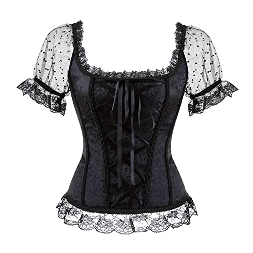 Ydsxlp Gothic Korsett Bauchweg Bustiers Top Damen Blumenspitze Corsage Top Taillen Korsett Bustier Dirndl Bluse Trachten Dessous von Ydsxlp