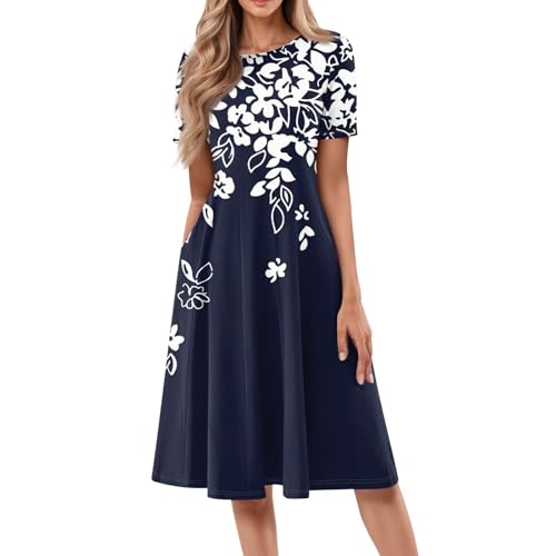 Ydsxlp Sommerkleid Damen Große Größen Kurzarm Rundhals Blusenkleid Elegant Einfarbig Wickelkleider Lässiges Locker Knielang Shirtkleid A Linie Swing Kleider Strandkleid mit Taschen(F Dunkelblau,L) Ydsxlp Sommerkleid Damen Große Größen Kurzarm Rundhals Blusenkleid Elegant Einfarbig Wickelkleider Lässiges Locker Knielang Shirtkleid A Linie Swing Kleider Strandkleid mit Taschen(F Dunkelblau,L) von Ydsxlp