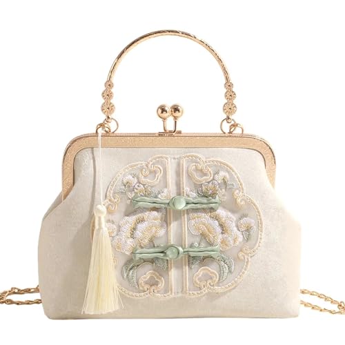 YeBon Retro Shoulder Chain Messenger Clutch Chinese Style Crane Embroidered Jacquard Women's Evening Bags (Tangpak) von YeBon