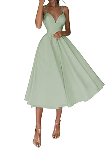Damen Abendkleid Lang Cocktailkleid Hochzeitsgast Kleider für Frauen Tiefer V-Ausschnitt Damen Formelle Kleider Ballkleid für Teenager Lady Club Urlaub Party Geburtstag, mintgrün, L von YeGang