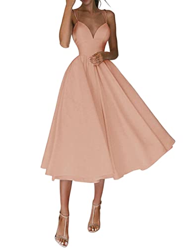 Damen Abendkleid Lang Cocktailkleid Hochzeitsgast Kleider für Frauen Tiefer V-Ausschnitt Damen Formelle Kleider Ballkleid für Teenager Lady Club Urlaub Party Geburtstag, rose, Medium von YeGang