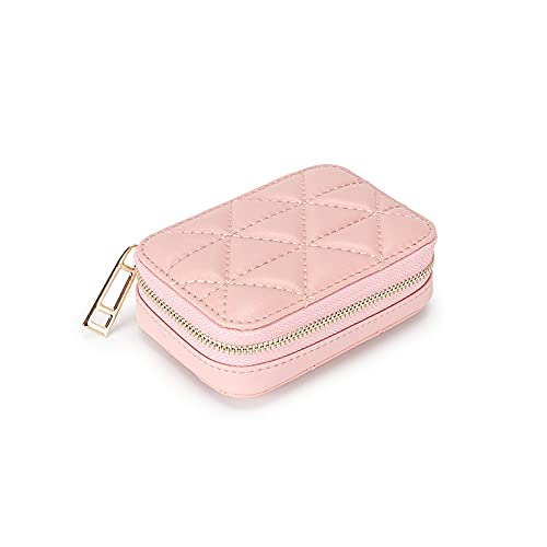 Damen Kleine Make-up Tasche Für Die Handtasche - Tragbare Mini Reise Kosmetiktasche Aus Leder Mit Einschubtaschen Für Lippenstift Organizer Und Weitem Öffnungsfach (Rosa) von YeGang