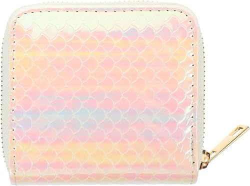 Holografische Damen-Geldbörse mit Reißverschluss – glänzende Münzgeldbörse mit Geldklammer, Mini-Abendtasche, glitzernder Regenbogen-Kreditkartenhalter, beige von YeGang