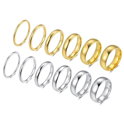 YeGieonr Edelstahl Ring Damen,Gold Ringe Frauen Wasserfest Schmuck, Non-Tarnish Vergoldete Ring Modeschmuck Geschenk für Frauen und Mädchen (14 Pcs Ringe Set, 55(17.3)) von YeGieonr