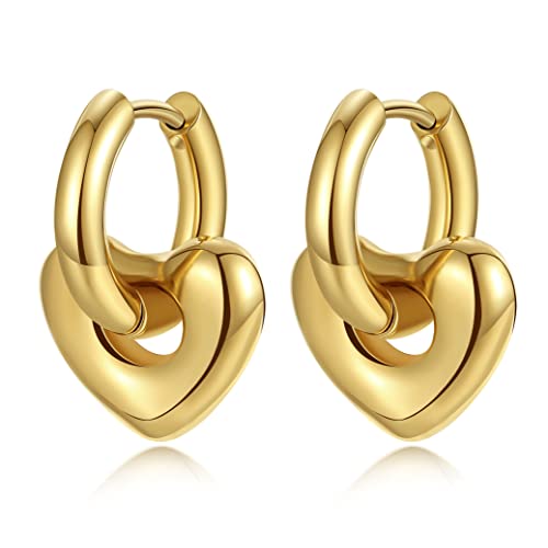 YeGieonr Gold Ohrringe für Damen, Leichte Edelstahl Chunky Creolen mit 18K Echtem Vergoldete, Hypoallergen Modeschmuckgeschenke für Frauen und Mädchen von YeGieonr