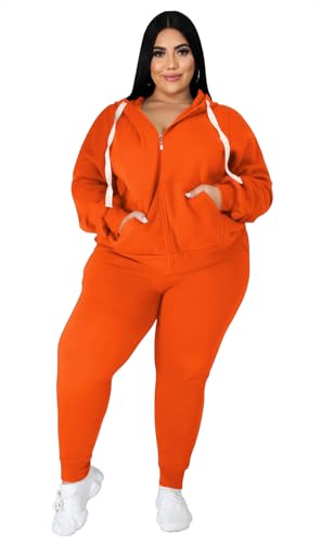 YeGine Zweiteiliges Damen-Sweatsuit-Set in Übergröße, langärmelig, mit Taschen, 15-Orange, 5XL YeGine Zweiteiliges Damen-Sweatsuit-Set in Übergröße, langärmelig, mit Taschen, 15-Orange, 5XL von YeGine