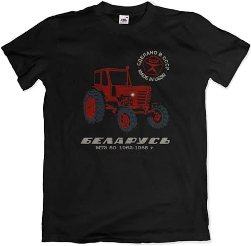 Men's Made In USSR Tractor T-Shirt Belarus MTZ 50 Farm Vintage Farming Black XL von YeHongQing