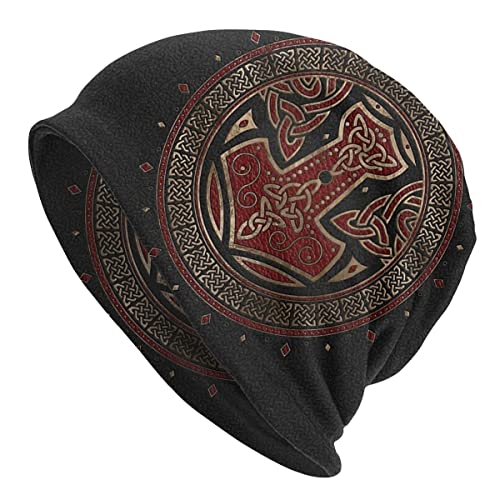 Print Hat Viking Valhalla Celtic Thor's Hammer Warmer Hat Windproof Beanie, Unisex Beanie Outdoor Ski Hat Double Cloth Hat, Outdoor Pullover Hat Viking Style Fishing Hip Hop Running Hat Beanie Hat von YeSbTx