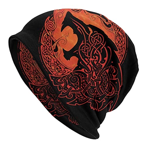 Print Hat Wikinger-Mütze Für Herren, Doppelte Dünne Mütze Fenrir Wolf Rune Wikinger-Stil Strickmütze Angelmütze Hip-Hop-Ohrenschützer-Mütze Street Outdoor-Mütze Atmungsaktive Mütze von YeSbTx