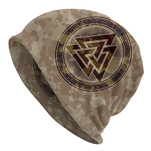 YeSbTx Print Hat Beanie Strickmütze Wikinger Herren Damen Wikinger Stil Strickmütze Winter Warme Mütze Beanie Mütze Nordisches Geschenk, Radfahren Skimütze Doppelter Stoff Amulettmütze von YeSbTx