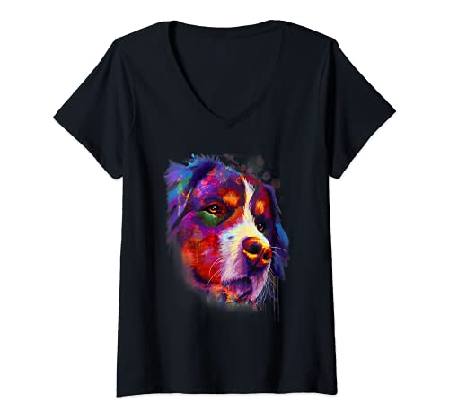 Damen Berner Sennenhund Hunde Frauchen T-Shirt mit V-Ausschnitt von !!!Yeah Berner Sennenhund Geschenke