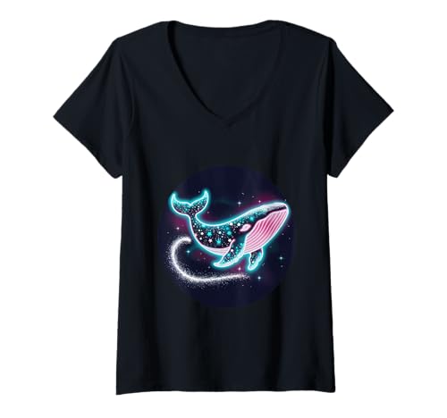 Damen Blauwal für Wal Fans T-Shirt mit V-Ausschnitt Damen Blauwal für Wal Fans T-Shirt mit V-Ausschnitt von !!!Yeah Blauwal Designz