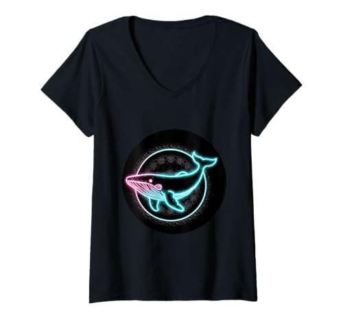 Damen Blauwal für Wal Fans T-Shirt mit V-Ausschnitt Damen Blauwal für Wal Fans T-Shirt mit V-Ausschnitt von !!!Yeah Blauwal Designz