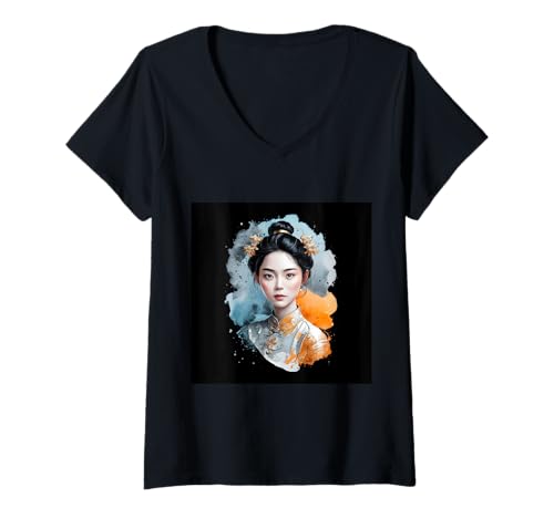 Damen Wunderschöner chinesischer Frau T-Shirt mit V-Ausschnitt Damen Wunderschöner chinesischer Frau T-Shirt mit V-Ausschnitt von !!!Yeah China Designz