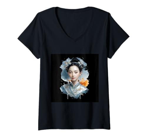 Damen Wunderschöner chinesischer Frau T-Shirt mit V-Ausschnitt Damen Wunderschöner chinesischer Frau T-Shirt mit V-Ausschnitt von !!!Yeah China Designz