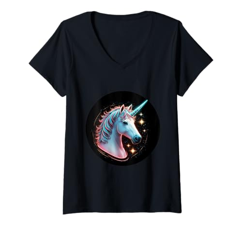 Damen Imposantes Fantasie Einhorn T-Shirt mit V-Ausschnitt Damen Imposantes Fantasie Einhorn T-Shirt mit V-Ausschnitt von !!!Yeah Einhorn Designz