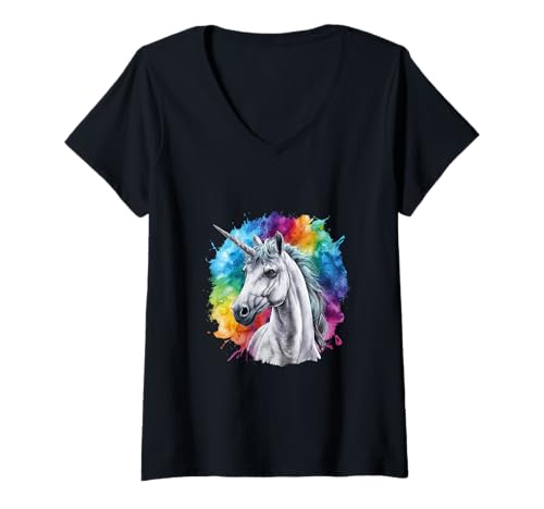 Damen Wunderschönes Einhorn T-Shirt mit V-Ausschnitt Damen Wunderschönes Einhorn T-Shirt mit V-Ausschnitt von !!!Yeah Einhorn Designz