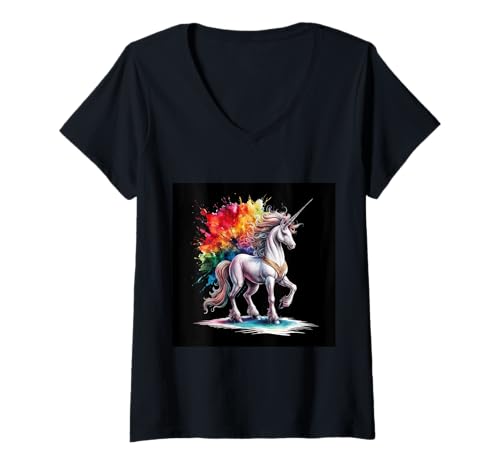 Damen Wunderschönes Einhorn T-Shirt mit V-Ausschnitt Damen Wunderschönes Einhorn T-Shirt mit V-Ausschnitt von !!!Yeah Einhorn Designz