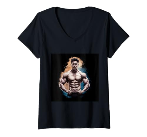 Damen Fitness Design Muskulöser Bodybuilder Mann T-Shirt mit V-Ausschnitt Damen Fitness Design Muskulöser Bodybuilder Mann T-Shirt mit V-Ausschnitt von !!!Yeah Fitness Designz