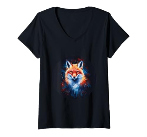 Damen Niedlicher Fuchs in Wasserfarben T-Shirt mit V-Ausschnitt Damen Niedlicher Fuchs in Wasserfarben T-Shirt mit V-Ausschnitt von !!!Yeah Fuchs Designz