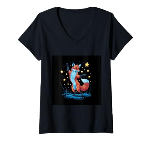 Damen Tanzender Fuch für Menschen die Tanzen lieben T-Shirt mit V-Ausschnitt von !!!Yeah Fuchs Designz
