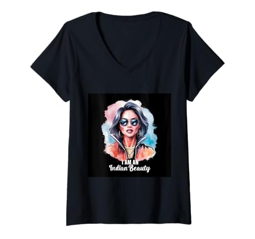 Damen Stolze indische Frau für Indien Fans T-Shirt mit V-Ausschnitt Damen Stolze indische Frau für Indien Fans T-Shirt mit V-Ausschnitt von !!!Yeah Indien Designz