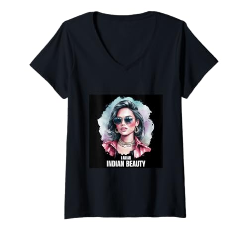 Damen Stolze indische Frau für Indien Fans T-Shirt mit V-Ausschnitt Damen Stolze indische Frau für Indien Fans T-Shirt mit V-Ausschnitt von !!!Yeah Indien Designz