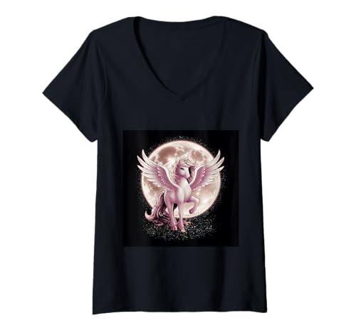 Damen Imposanter Pegasus und Vollmund T-Shirt mit V-Ausschnitt Damen Imposanter Pegasus und Vollmund T-Shirt mit V-Ausschnitt von !!!Yeah Pegasus Designz