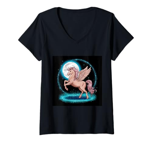 Damen Imposanter Pegasus und Vollmund T-Shirt mit V-Ausschnitt Damen Imposanter Pegasus und Vollmund T-Shirt mit V-Ausschnitt von !!!Yeah Pegasus Designz