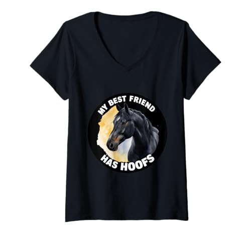 Damen Pferd mit Spruch My Best Friend Has Hoofs T-Shirt mit V-Ausschnitt Damen Pferd mit Spruch My Best Friend Has Hoofs T-Shirt mit V-Ausschnitt von !!!Yeah Pferd Designz