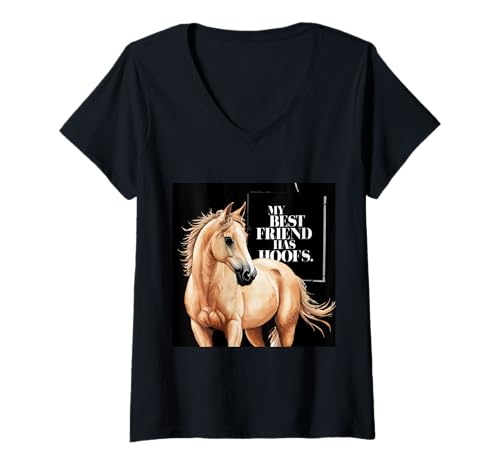 Damen Pferd mit Spruch My Best Friend Has Hoofs T-Shirt mit V-Ausschnitt Damen Pferd mit Spruch My Best Friend Has Hoofs T-Shirt mit V-Ausschnitt von !!!Yeah Pferd Designz