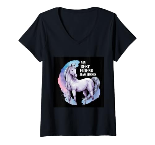 Damen Pferd mit Spruch my best friend has hoofs T-Shirt mit V-Ausschnitt Damen Pferd mit Spruch my best friend has hoofs T-Shirt mit V-Ausschnitt von !!!Yeah Pferd Designz