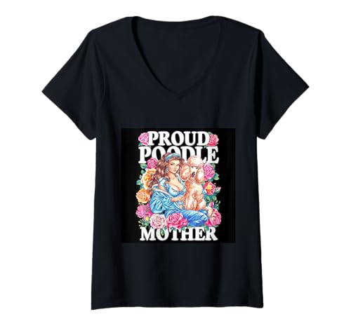 Damen Frau mit Pudel und Spruch Proud Poodle Parent T-Shirt mit V-Ausschnitt Damen Frau mit Pudel und Spruch Proud Poodle Parent T-Shirt mit V-Ausschnitt von !!!Yeah Pudel Designz