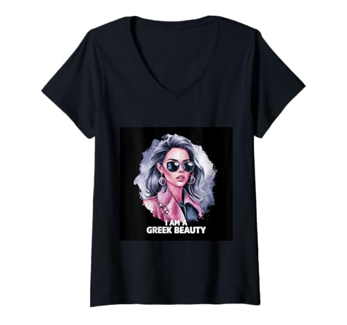 Damen Stolze Griechin für griechische Frauen T-Shirt mit V-Ausschnitt Damen Stolze Griechin für griechische Frauen T-Shirt mit V-Ausschnitt von !!!Yeah Stolz Designs